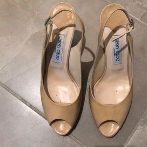 💯 Authentic Jimmy Choo beige sling backs
